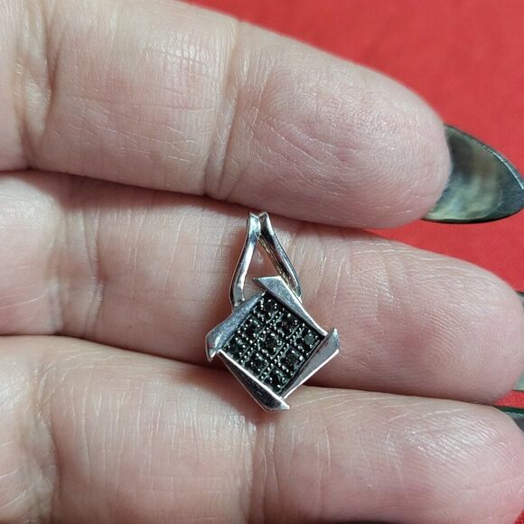 Black Pave Diamond Sterling Silver Pendant - Picture 2 of 8